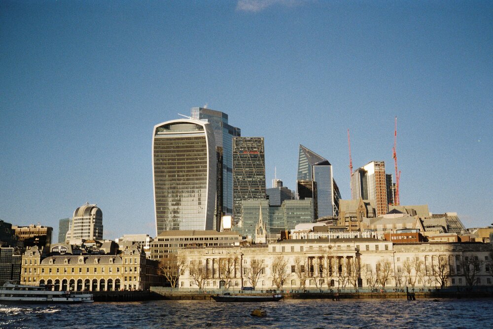 City of London skyline seen from the south bank of the Thames.