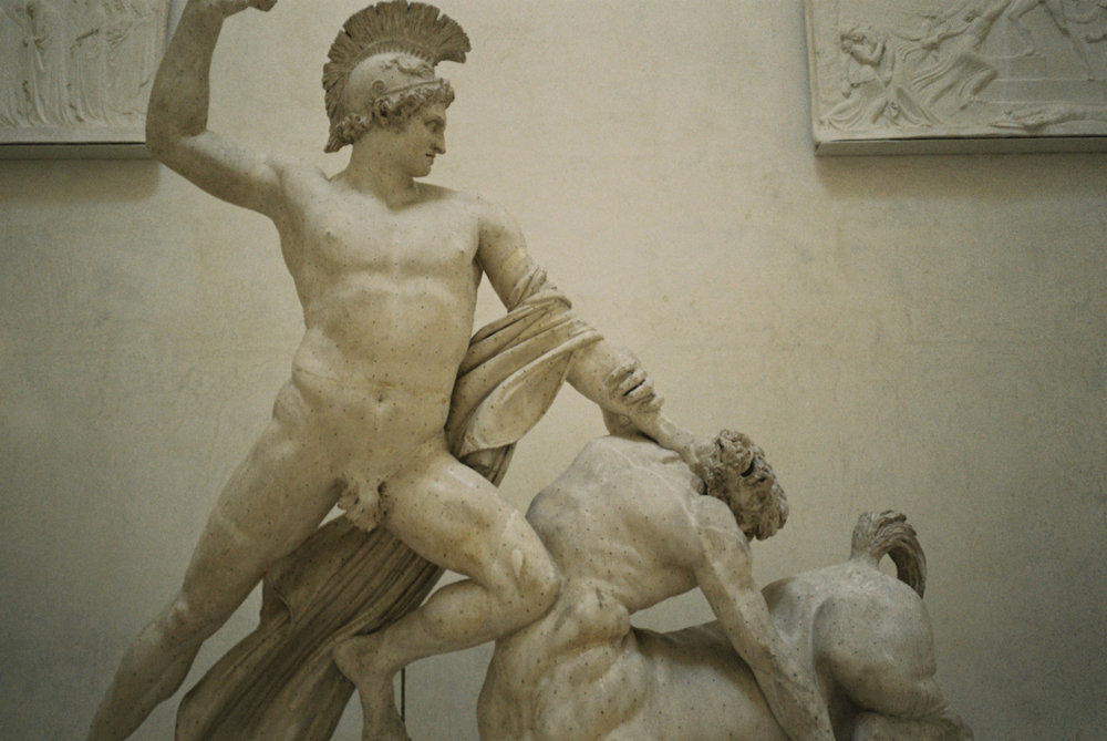 Canova’s plaster model of Theseus fighting a centaur.
