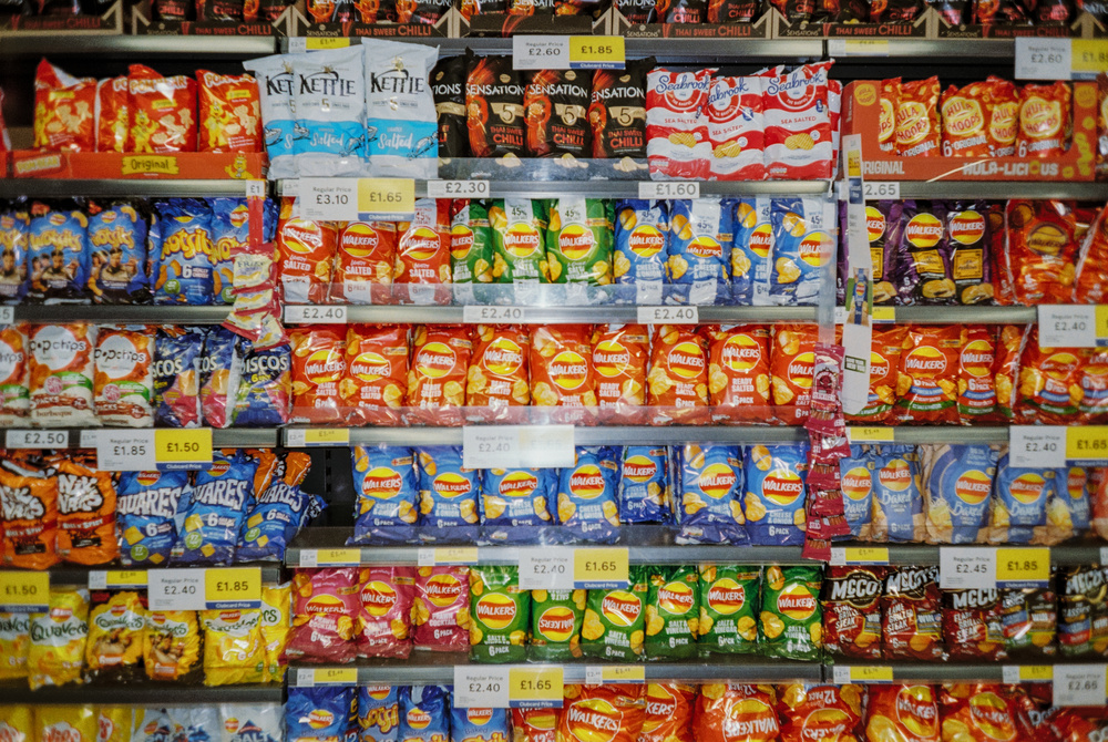 Tesco's crisps' shelf