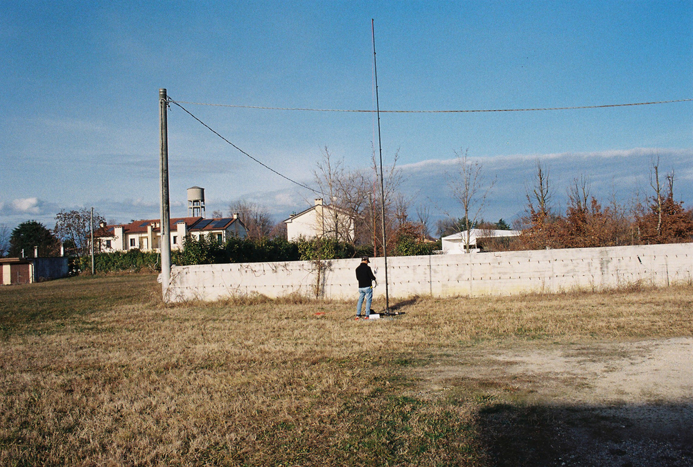 My dad experimenting with an antenna